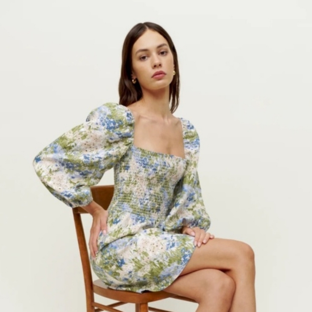 Reformation Greyson Linen Floral Dress XL